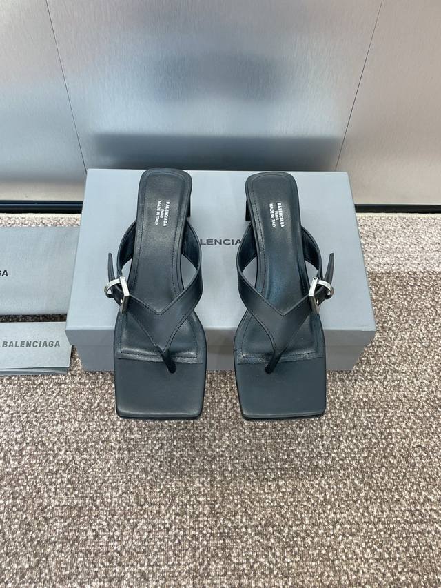 Factory P price P Balenciaga 2025 spring and summer new square toe thick heel me
