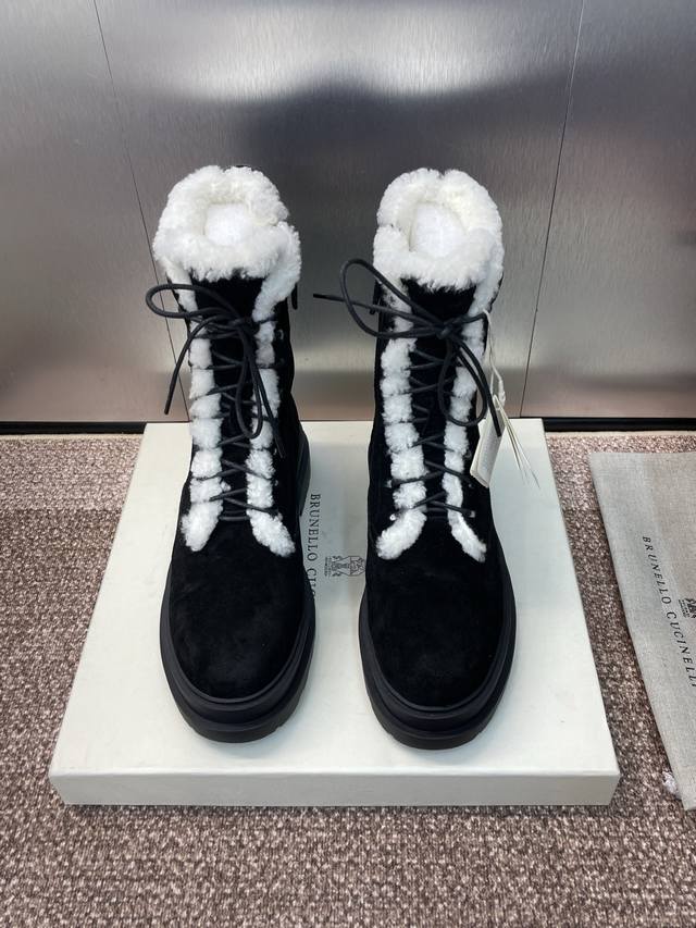Brunello Cucineli 2025 Autumn/Winter New Lambswool Snow Women's Ankle Boots BC T