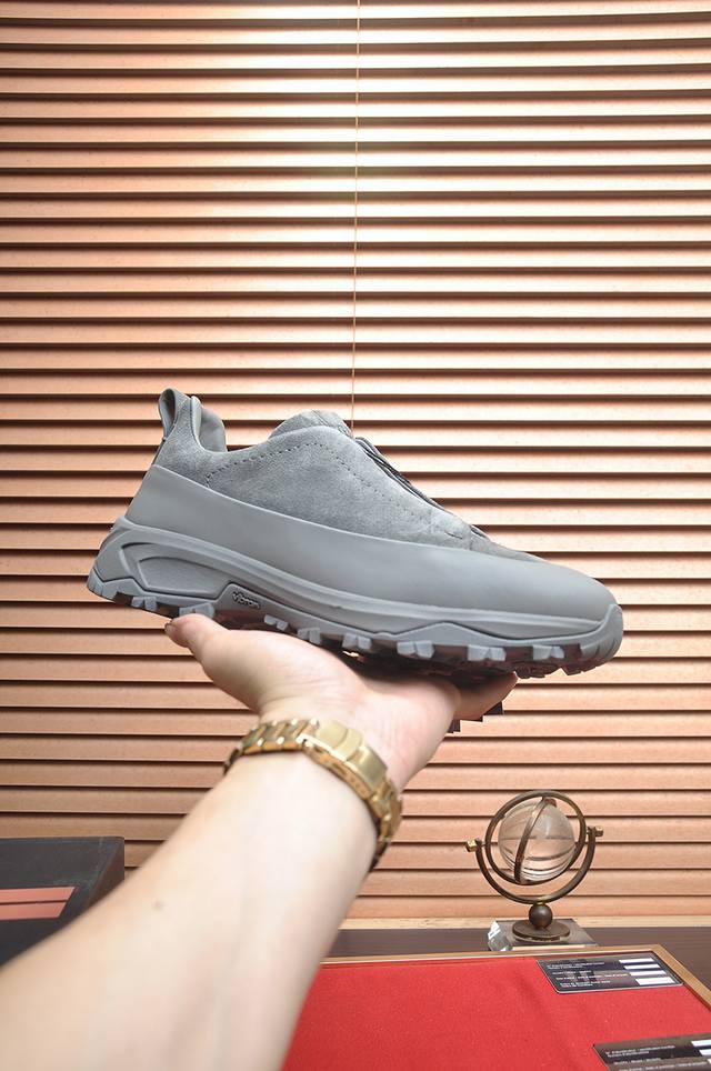 New Zegna men's suede Triple Stitchmonte luxury casual shoes, the latest runway