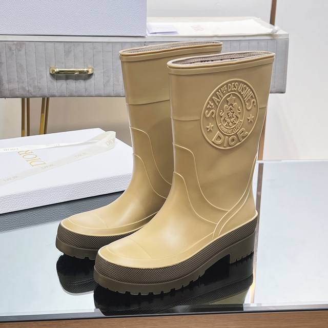 High-top version of Dior's latest rubber ankle boots. These stunning rain boots