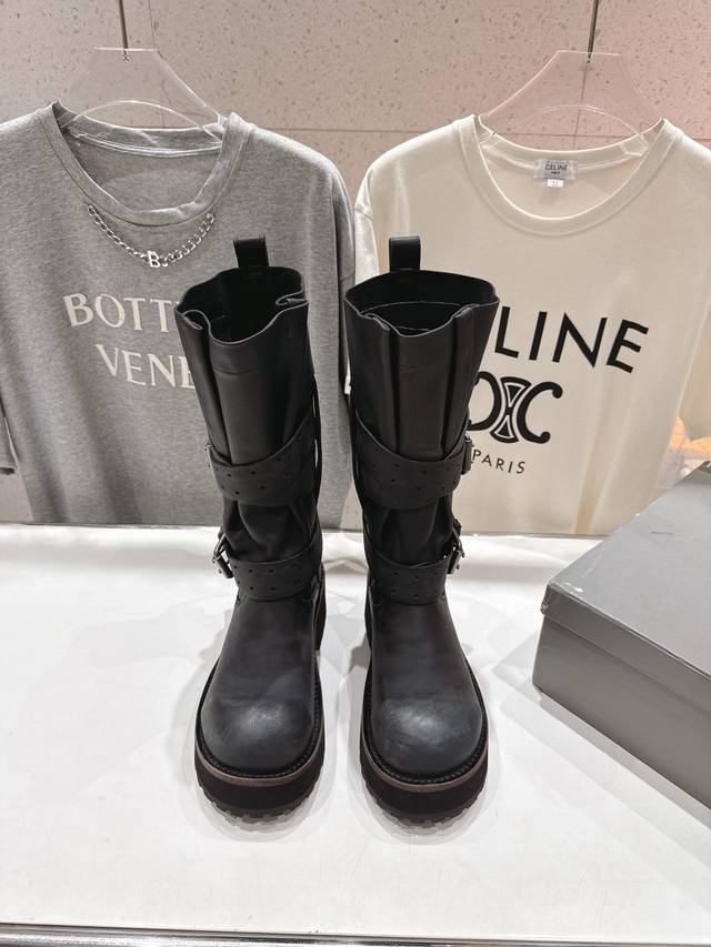 High-Release Balenciag* Balencia 2025Ss Fall/Winter New Buckle Mid-Cut Motorcycl