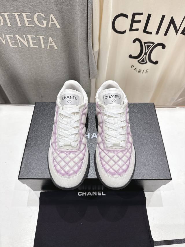 High-end factory Chanel 2025Ss new lace-up panda shoes, casual shoes, white shoe