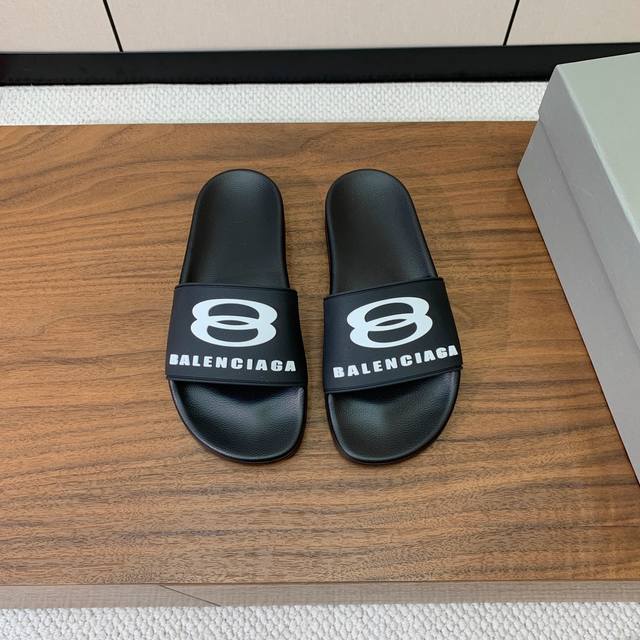 Balengiacig* classic slippers. 1:1 custom model, featuring a prominent heel logo