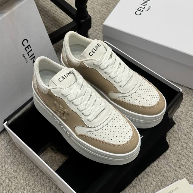 Shopping agent-level official website synchronized Celine thick-soled white shoe