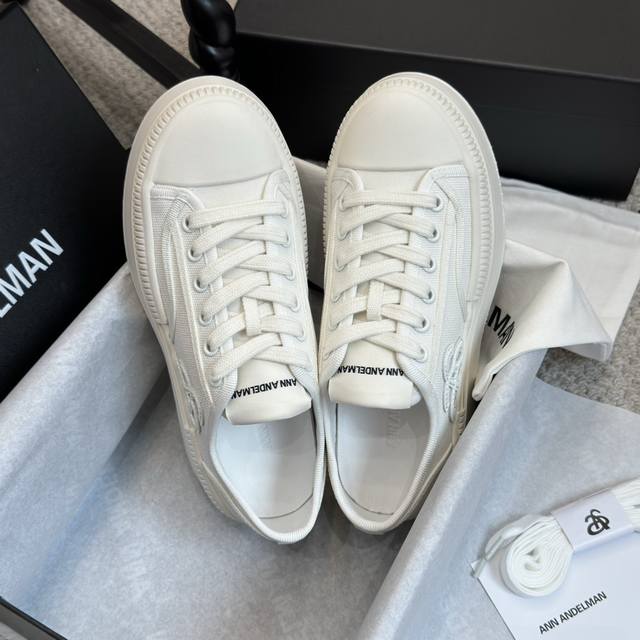 Ann Andelm's thick-soled canvas biscuit shoes, the new Classic Court Series retr