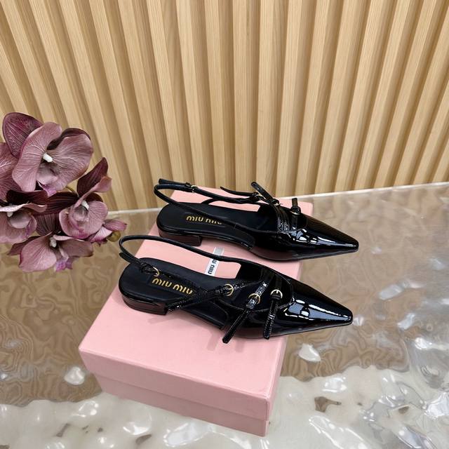 Miumiu Miu Miu Spring Runway New Flat Mary Jane Ballet Shoes Official Spring/Sum