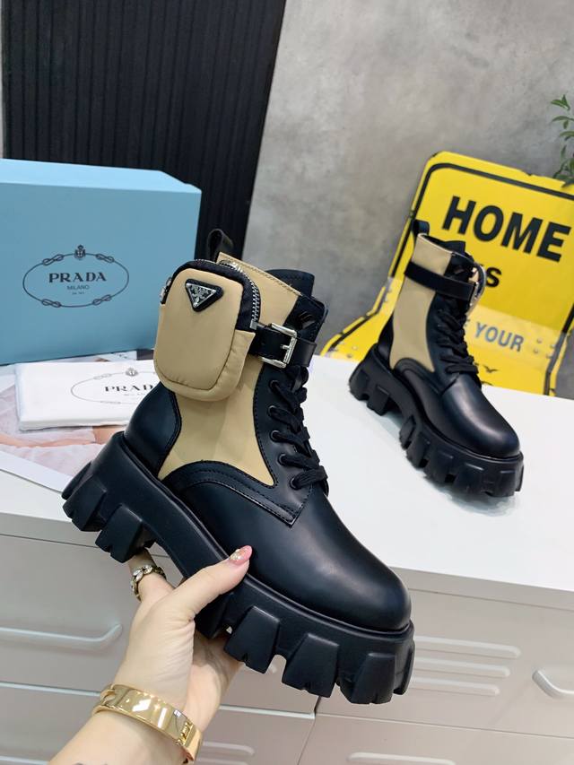 Popular Prada Upper: imported first-layer matte open-edge red + waterproof nylon