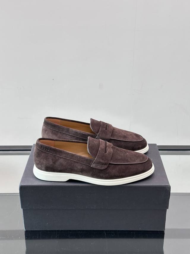 Boss men's new slip-on loafers are top-notch! Crafted from grained calfskin and