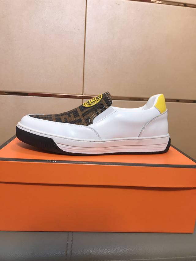 Factory Price: P Fendi Classic Comfort Men's Casual Shoes, featuring a cowhide u