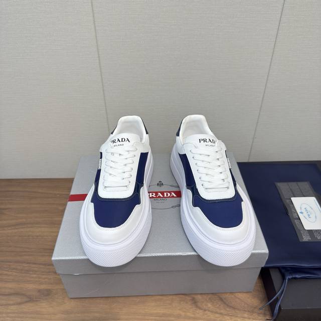 Prada's latest Downtown Bold series thick-soled platform shoes, triangle-labeled