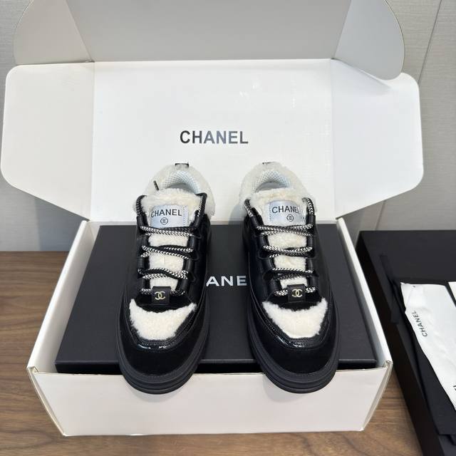 Chanel 25B new Panda casual sneakers, thick-soled, premium edition, white airpla