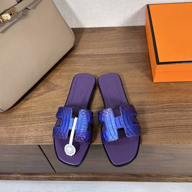snakeskin series, factory price Pp Hermes Hermes H slippers Oran sandal series i