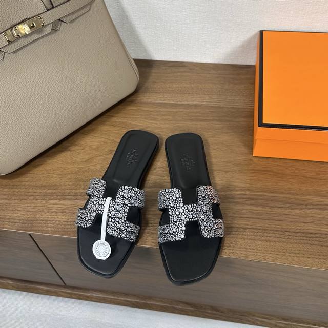 factory price P, large diamond surface Hermes H slippers Oran sandal series fash