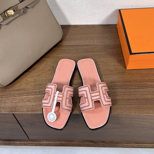 factory price Pp, splicing pad foot Hermes Hermes H slippers Oran sandal series