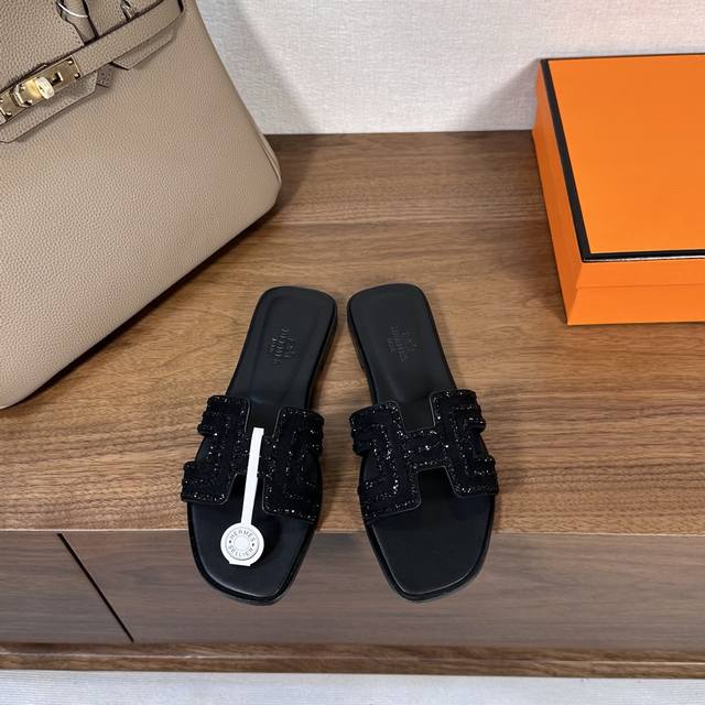 factory price Pp, full foot pad Hermes Hermes H slippers Oran sandal series is f