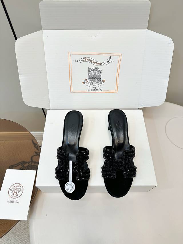 Top version with airplane box Hermes fashion hot diamond H-shaped slippers are f