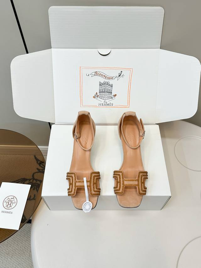 top version with airplane box Hermes fashion hot diamond H-shaped slippers fashi
