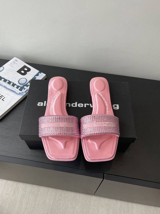 Alexanderwang 25Ss spring/summer newest Australian diamond slippers, featuring a