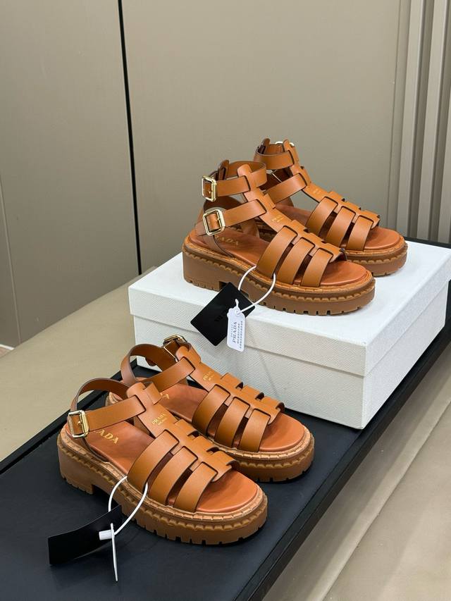 low-top 360 high-top Prada 2025 spring and summer new sandals, Roman platform sa