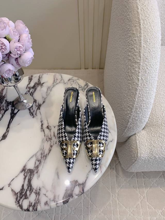 Factory Price: P Balenciag* Classic high-heeled mules and half-slippers. Small p