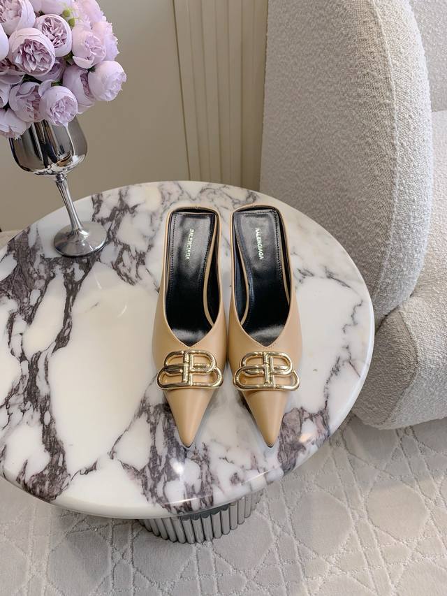 Factory Price: P Balenciag* Classic high-heeled mules and half-slippers. Small p