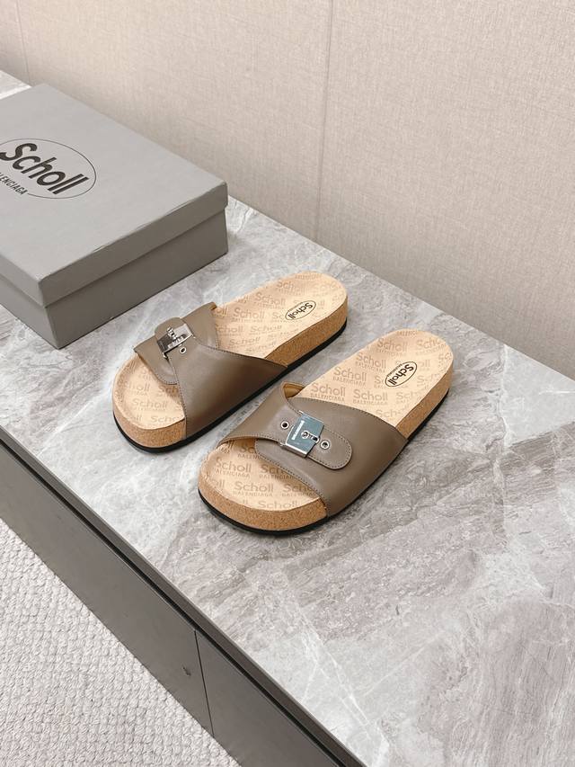 Balenciaga's collaboration with Scholl features a cork-soled Birkenstock slip-on