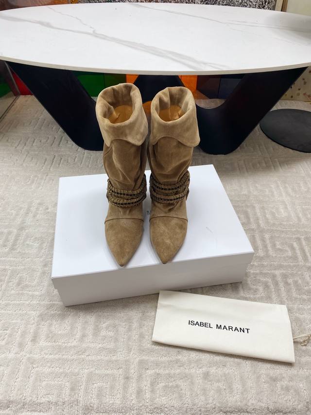 Factory Price P Isabelmarant 2025 Autumn/Winter New Runway Style Heaped Boots La