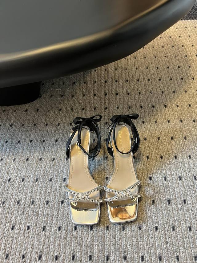 Premium Edition Dior 25 Rhinestone Bow Sandals. These sandals are exquisitely de