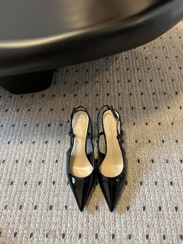 Top-of-the-line Dior 25 runway new Tribales series kitten heel pointed toe shoes