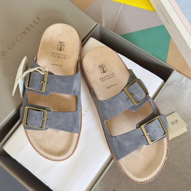 Premium Edition: Men's Brunello Cucinelie BC Platform Casual Slipper Sandal. Ori