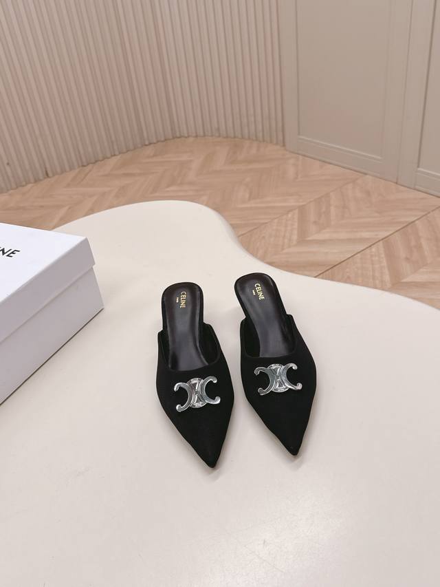 Celine 25 new color new Arc de Triomphe kitten heel sandals for women with metal