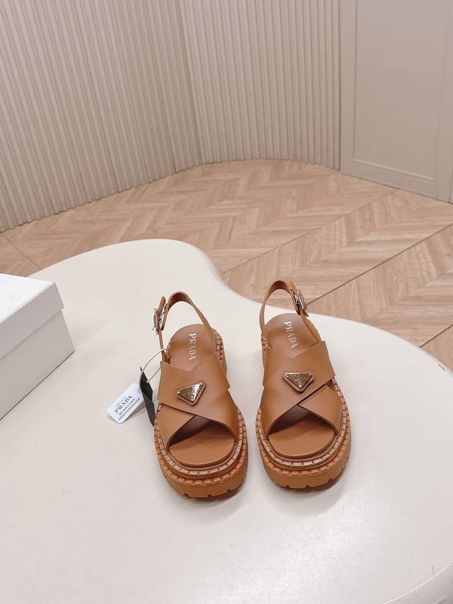 Prada 2025 Spring/Summer new sandals, Roman thick-soled sandals and slippers, th