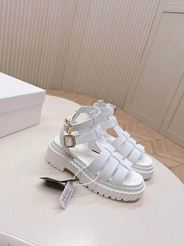High-top Prada 2025 Spring/Summer new sandals, Roman platform sandals and slippe