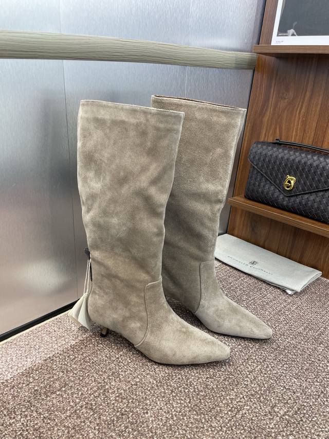 Brunello Cucineli 2025 Autumn/Winter New Mid-Tube Women's Boots Bc Low-Heeled Po