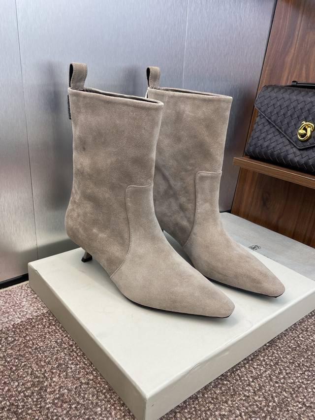 Brunello Cucineli 2025 Autumn/Winter New Women's Ankle Boots Bc Low-Heeled Point