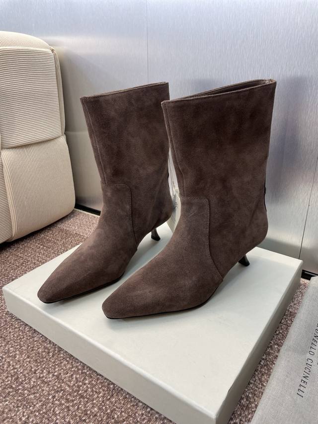 Brunello Cucineli 2025 Autumn/Winter New Women's Ankle Boots Bc Low-Heeled Point