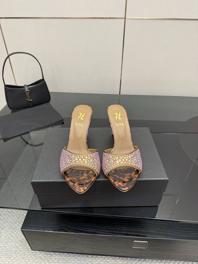 Gina niche luxury brand Barbie style pointed stiletto heel stone pattern high he
