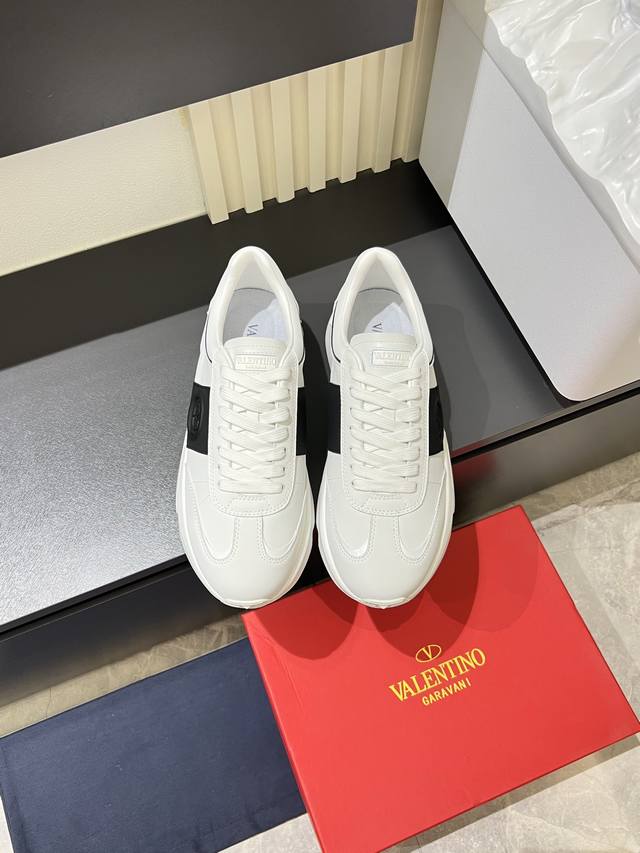 Valentin* men's casual sneakers, made of multi-material stitching, calfskin stit