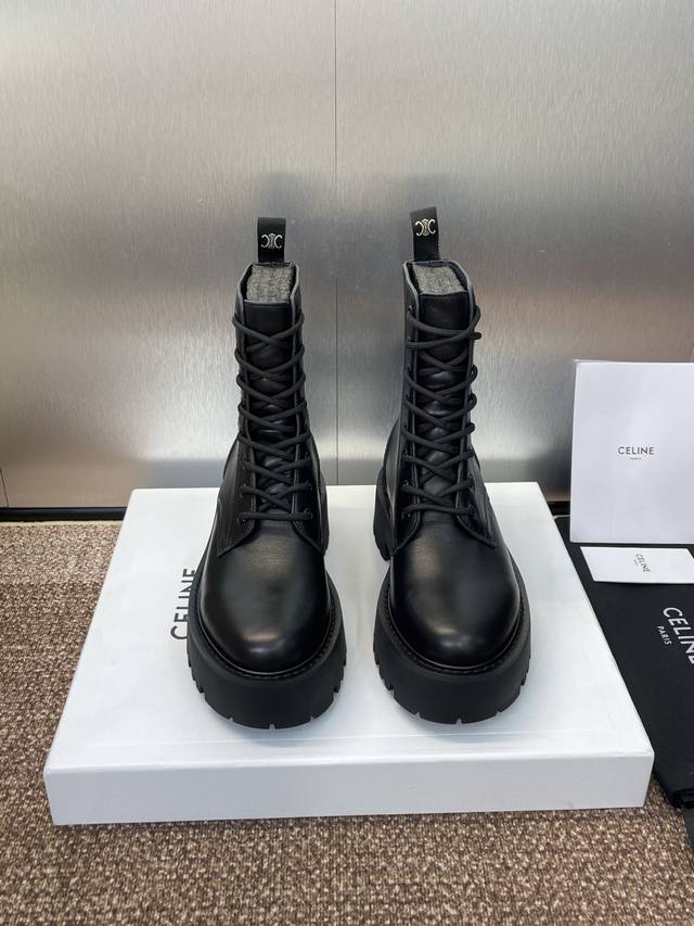 Factory P Price P Celine 2025 Autumn and Winter New Lace-up Motorcycle Women's A