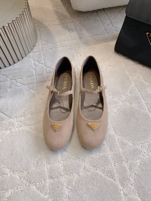Factory Price: P Prad* New Triangle Logo Mary Jane Flats Super soft fabric, soft