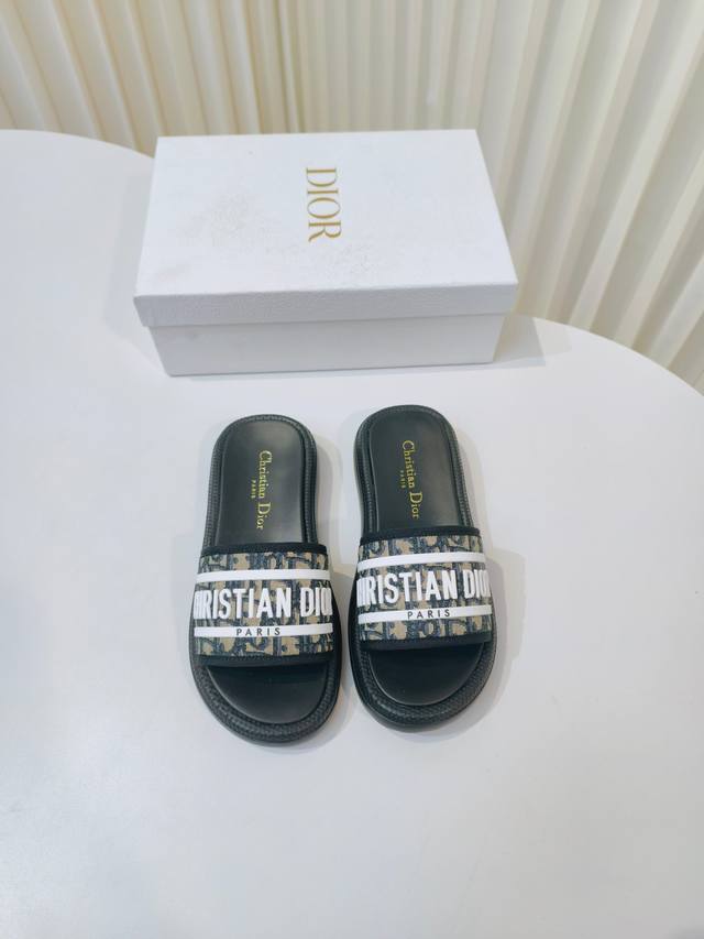 New Fall Styles: Dioriviera Dway Platform Flat Flip Flops Crafted from washed bl