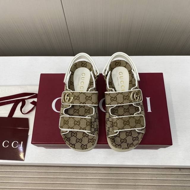 Factory Price: P New Gg sandals, crafted with Gg monogram fabric for a unique an