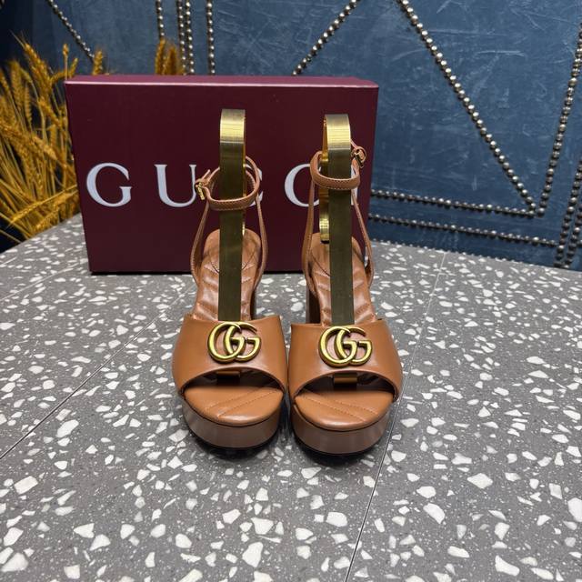 Gucci counter new waterproof platform horsebit buckle single-strap sandals, 1:1