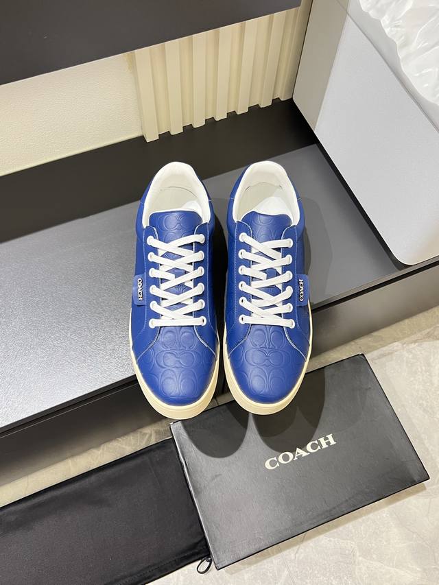 Coach classic men's casual sneakers, made of jacquard fabric and cowhide, comfor