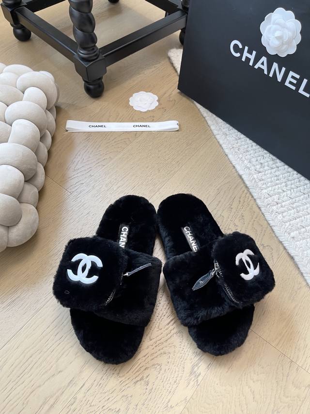 Chanel 25B new backpack-buckle wool slippers! Premium edition! Pre-sale. Genuine