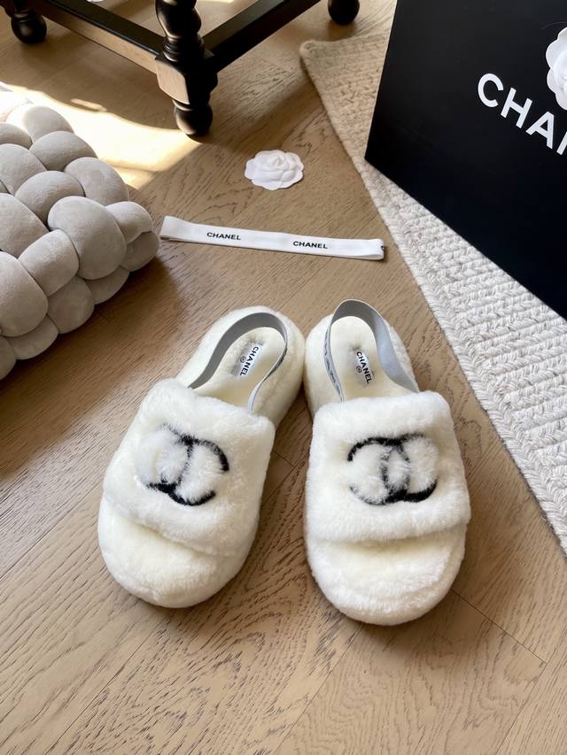 Chanel 25K new thick-soled stretch wool slippers! Premium version! First-come, f