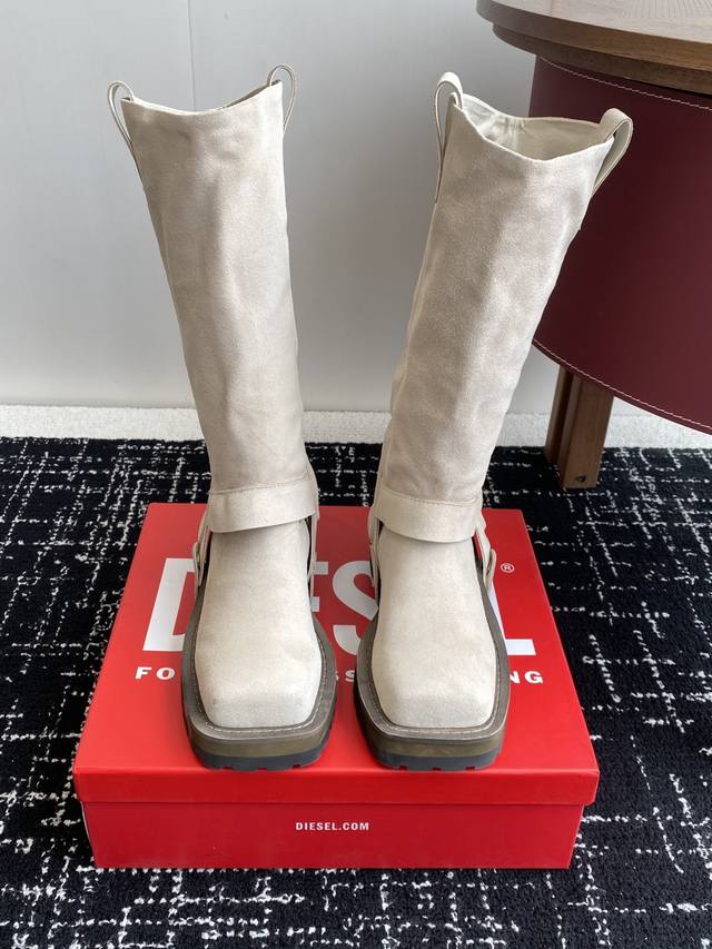 Diesel 25Ss autumn and winter new square-toed boots are ultra-high-quality origi