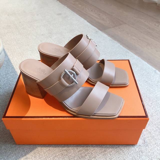 Hermes... 6.5cm flat slippers, new for 2025 + best-selling series, genuine leath