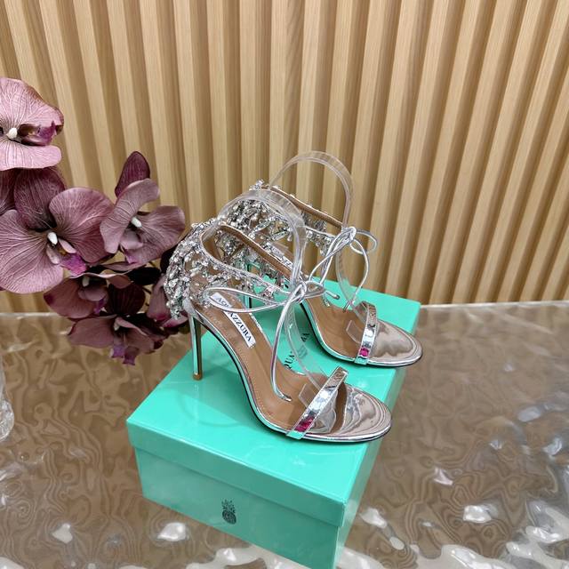 Aquazzura's new, premium-quality Pineapple Women's Floral High Heel Sandals feat