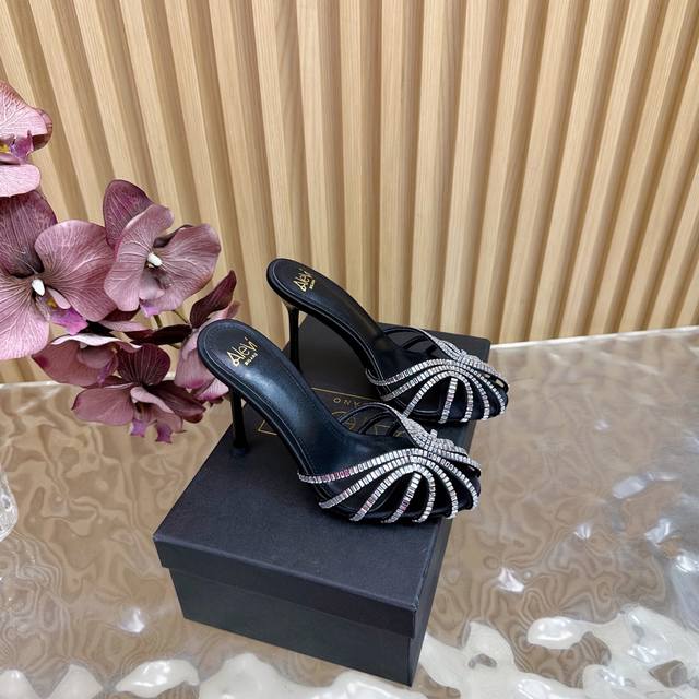 Alevi 25Ss summer new caged crystal rhinestone slingback stiletto sandals, a top